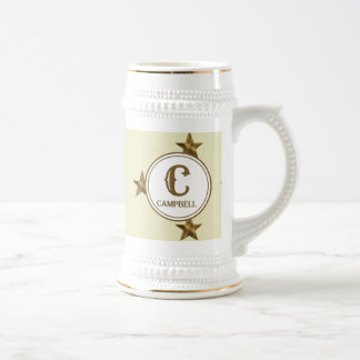 Star Monogram Initial Western Family Name Beer Stein