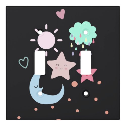 Star Moon cloud sun heart cute Light Switch Cover