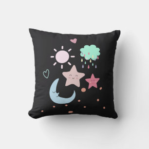 Star Moon cloud sun heart cute Throw Pillow