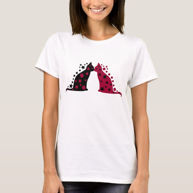 Star & Moon Kissing Cats T-Shirt (Front)