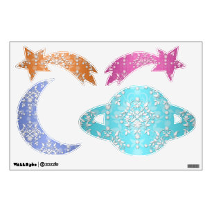 Star Moon Saturn Space Wall Decal Set