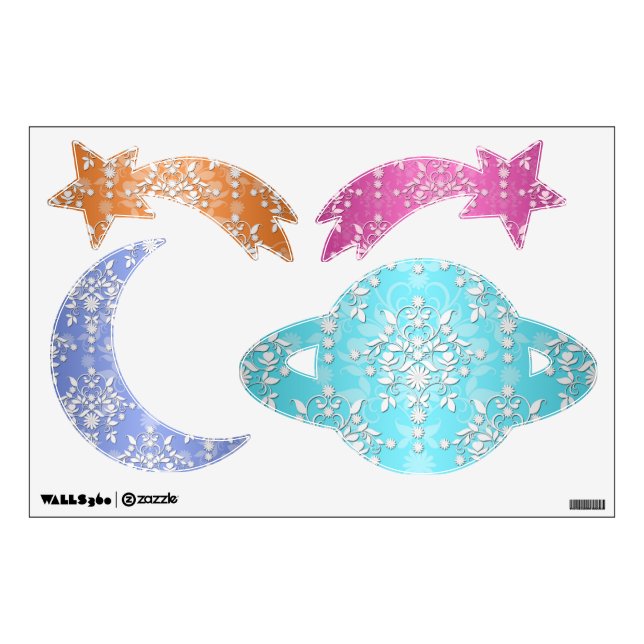 Star Moon Saturn Space Wall Decal Set (Front)