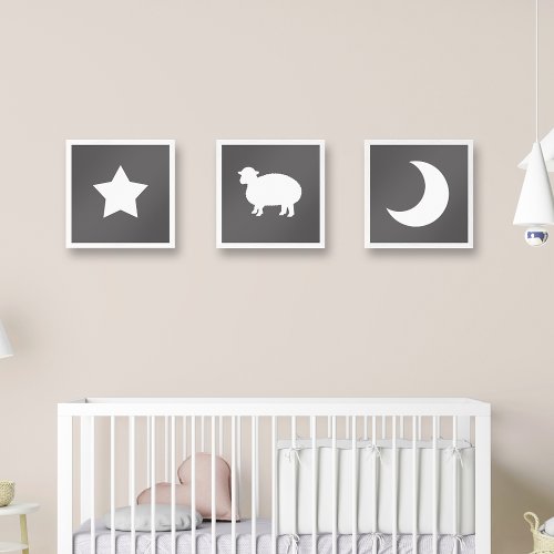 Star Moon Sheep Night Night Nursery Wall Art Sets