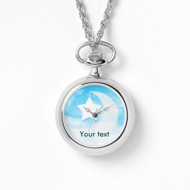 Star & Moon Women's Wraparound Silver Watch (Front)