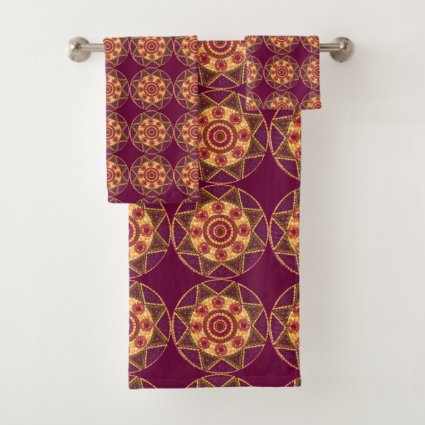 Star Mosaic Mandala Abstract Pattern Bath Towels