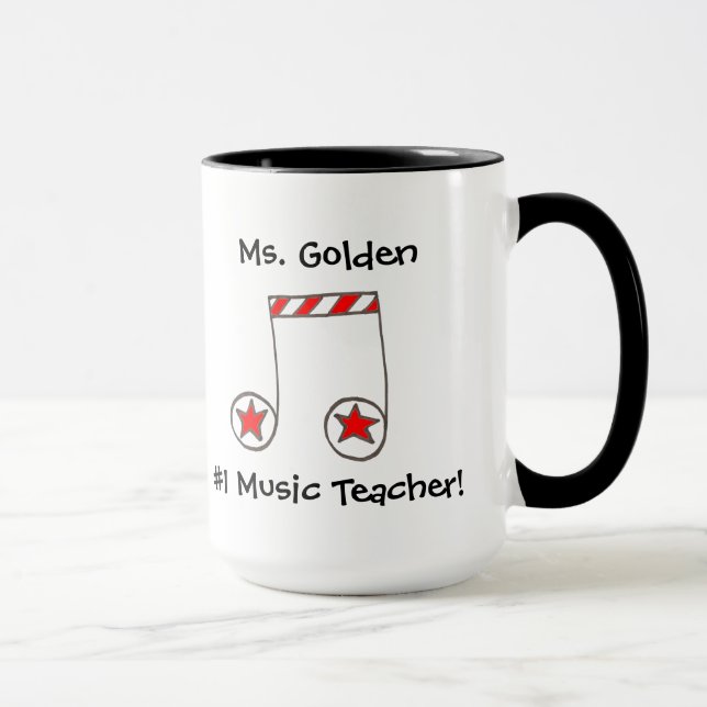 Star Musical Note Music Teacher Gift Mug (Right)