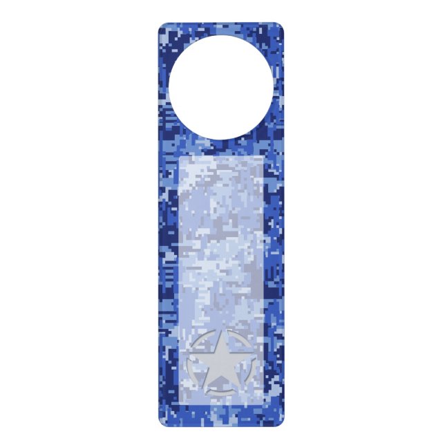 Star Navy Blue Digital Camouflage Door Hanger (Front)