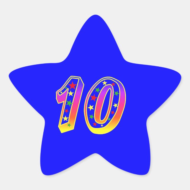 Star Number 10th Birthday Party Sticker (Front)