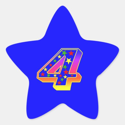 Star Number 4th Birthday Party Sticker
