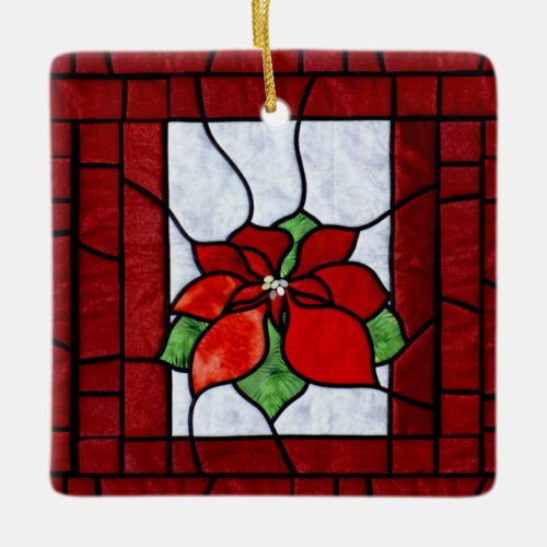 Star Of Bethlehem Faux Stained Glass Christmas Ceramic Ornament