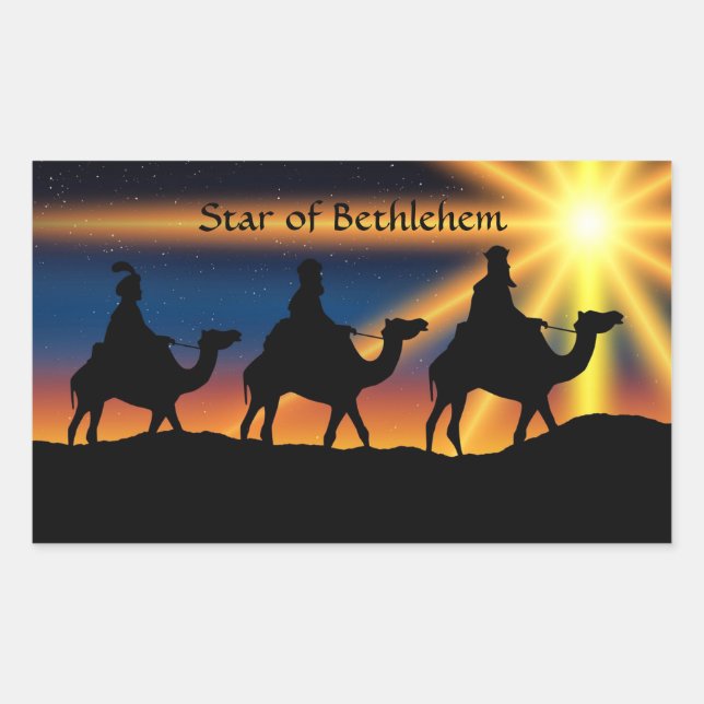 Star of Bethlehem, labeled, Rectangular Sticker (Front)