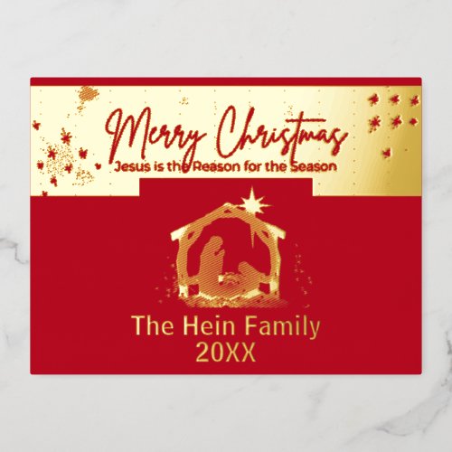 Star Of Bethlehem Nativity Christmas Gold and Red Foil Holiday Postcard