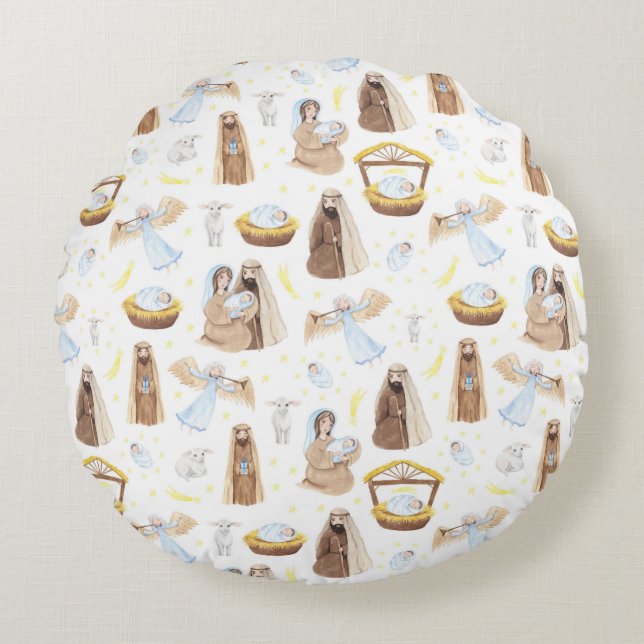 Star of Bethlehem Nativity Christmas Round Pillow (Front)