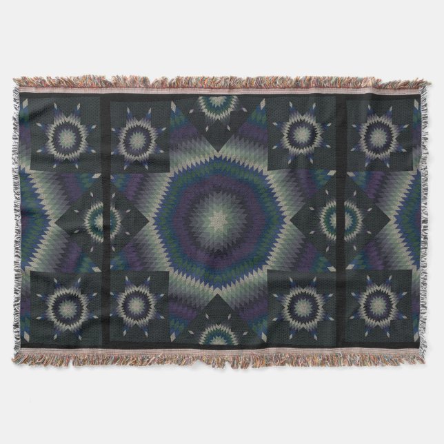 Star of Bethlehem Quilt midnight Throw Blanket (Front)