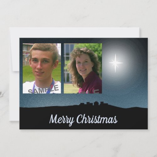 Star of Bethlehem with 2_photos Personalize Holiday Card