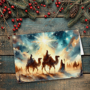 Star of Bethlehem with Magi Following Christmas Cards