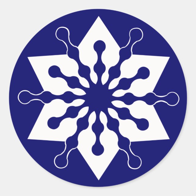 Star of Christmas Winter Ice Crystal Snowflake Classic Round Sticker (Front)