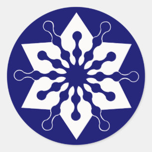 Star of Christmas Winter Ice Crystal Snowflake Classic Round Sticker