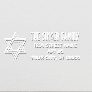 Star of David #1 Name Return Address Monogram LS Embosser