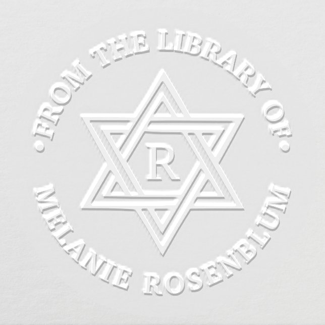 Star of David #1 Round Library Book Name Initial Embosser (Design)