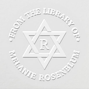 Star of David #3 Round Library Book Name Initial Embosser