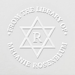 Star of David #4 Round Library Book Name Initial Embosser