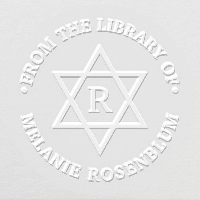 Star of David #4 Round Library Book Name Initial Embosser (Design)