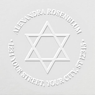 Star of David #4 Round Name Return Address Embosser