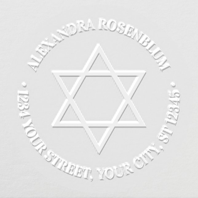 Star of David #4 Round Name Return Address Embosser (Design)