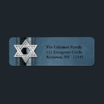 Star of David Address Label<br><div class="desc">Return address label with silver Star of David,  striped border and blue background.  Perfect for cards or invitations.   Easy to customize with your text.</div>
