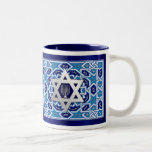 Star of David and Menorah Jewish Holidays Gift Two-Tone Coffee Mug<br><div class="desc">Silver Foil Star of David and Menorah design Hanukkah,  Rosh Hashanah,  Passover,  Any Jewish Holiday or Celebration Gift Mugs. Matching cards and gifts available in the Jewish Holidays / Hanukkah Category of our store.</div>