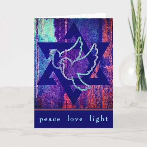 Star of David and Peace Doves Happy Hanukkah Card