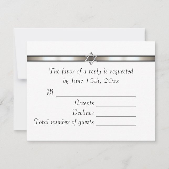Star of David Any Color RSVP Card (Front)