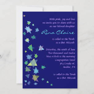 Star of David Bar Bat Mitzvah Invitation Invite
