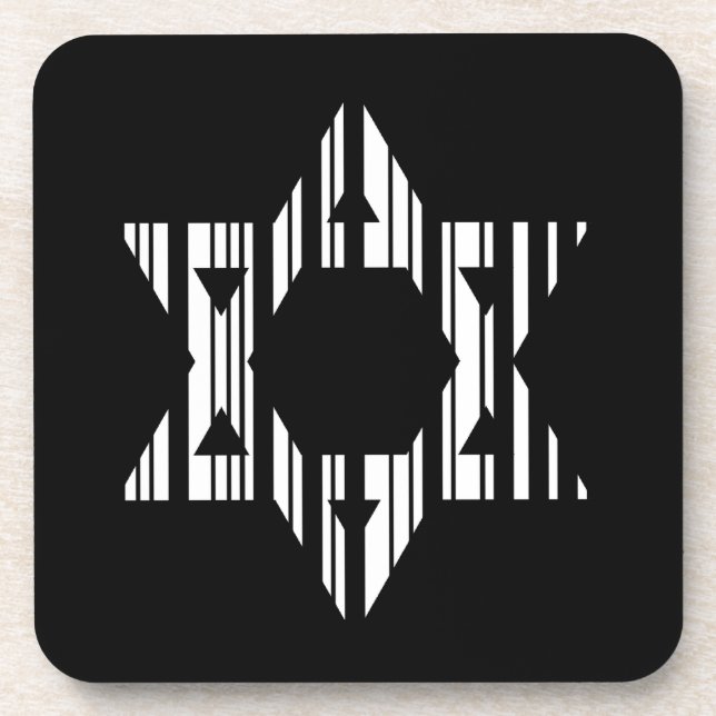 STAR OF DAVID BAR CODE Judaism Pattern Design Beverage Coaster (Front)