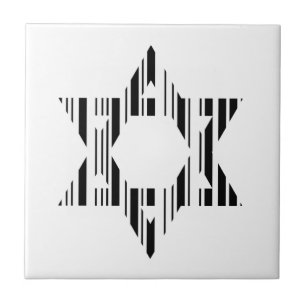 STAR OF DAVID BAR CODE Judaism Pattern Design Ceramic Tile