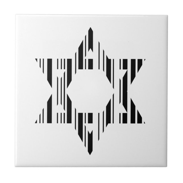 STAR OF DAVID BAR CODE Judaism Pattern Design Ceramic Tile (Front)