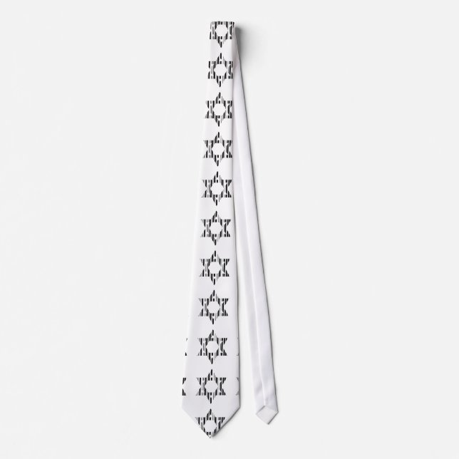 STAR OF DAVID BAR CODE Judaism Pattern Design Tie (Front)