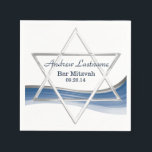 Star of David Bar Mitzvah Blue and Silver Napkins<br><div class="desc">Blue wave and silver Star of David design Bar Mitzvah napkins to compliment our invitations.</div>