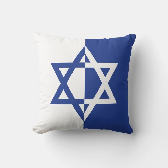 Star of David Bar Mitzvah blue and white Throw Pillow (Front)