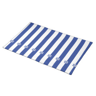 Star of David Bar Mitzvah blue & white pattern Placemat
