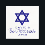 Star of David Bar Mitzvah Custom Paper Napkin<br><div class="desc">Custom personalized paper napkins for your religious celebration. Personalize this great party accessory with the guest of honor's name,  occasion and party date or anything you like. Visit our store or click the read more tab to see other items that match this design.</div>