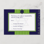Star of David Bar Mitzvah green & blue ribbon RSVP<br><div class="desc">A modern blue and green Bar Mitzvah invitation featuring the Star of David.. This matches the Modern Bar Mitzvah invitations in my collection but if you want to order this to be posted in the same envelope as the invitation please make sure you order the invitation in a larger size....</div>
