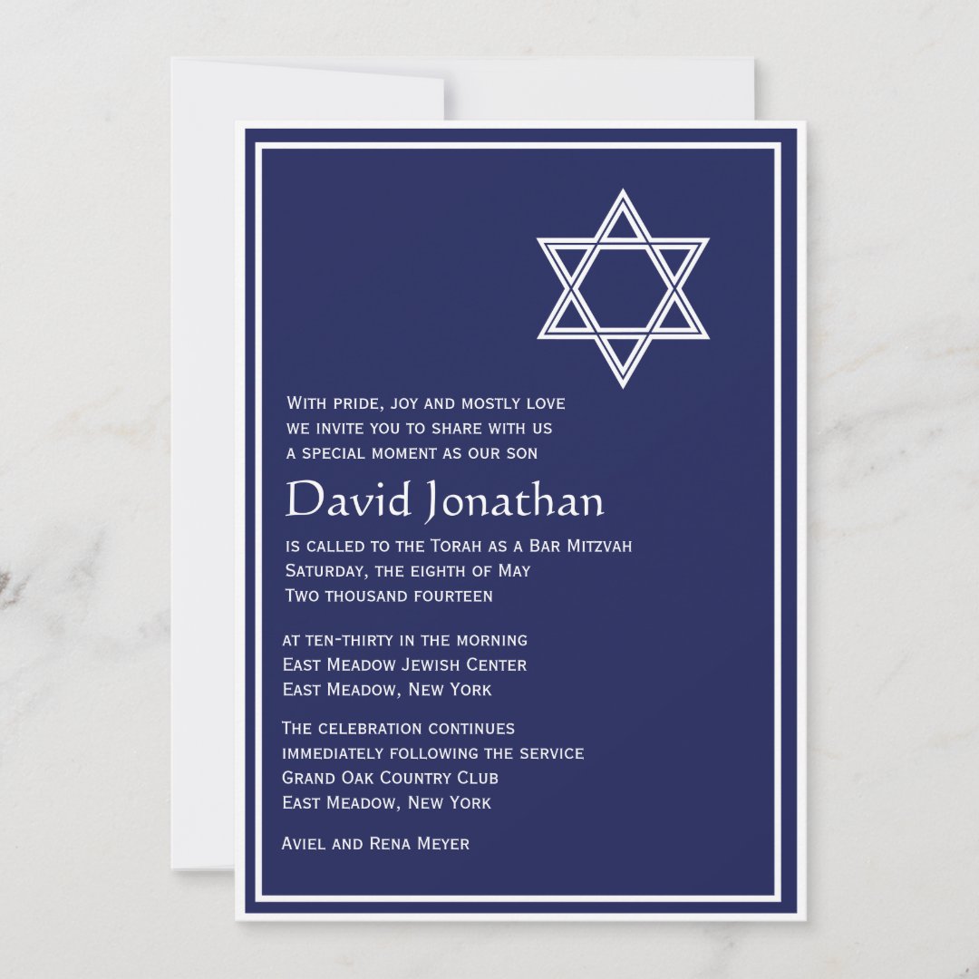 Star of David Bar Mitzvah Invitation Shining Star | Zazzle