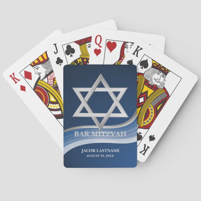 Star of David Bar Mitzvah Poker Cards (Back)