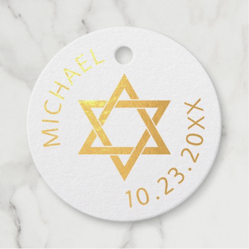 Star of David Bar or Bat Mitzvah REAL FOIL Foil Favor Tags