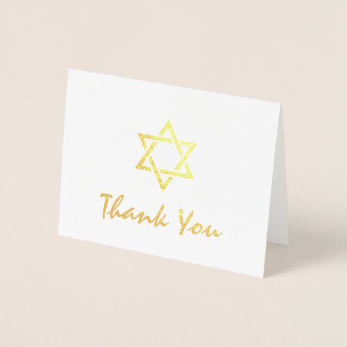 Star of David Bat Bar Mitzvah Thank You Gold Foil Card