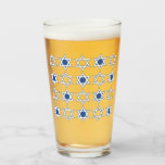 Star of David Beer Glasses, Glass<br><div class="desc">Introducing the Ultimate Beer Glass for Every Occasion: The Star of David Beer Glass! Our beer glass features a captivating Star of David design in a beautiful blue and white color scheme. This iconic symbol is not only visually striking but also holds deep cultural and historical significance.</div>