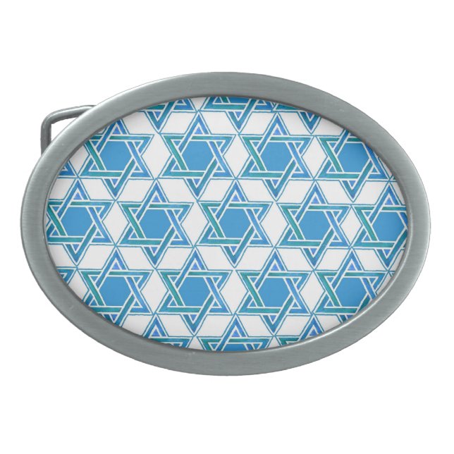 Star of David, Blue and White, Belt Buckle (Front)