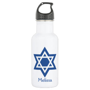Star of David Blue and White Water Bottle